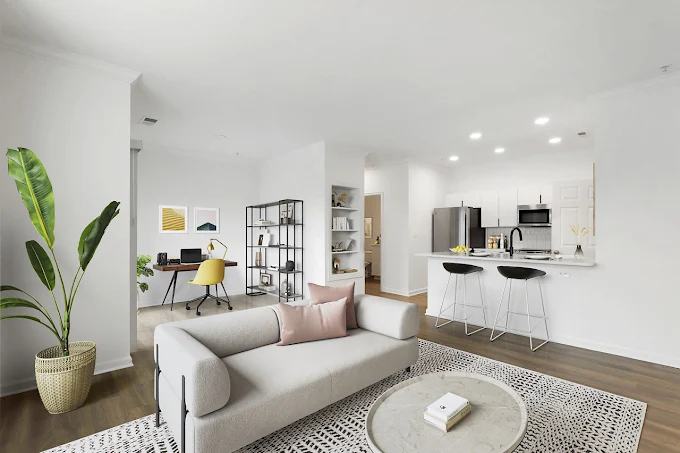 Open living room and kitchen